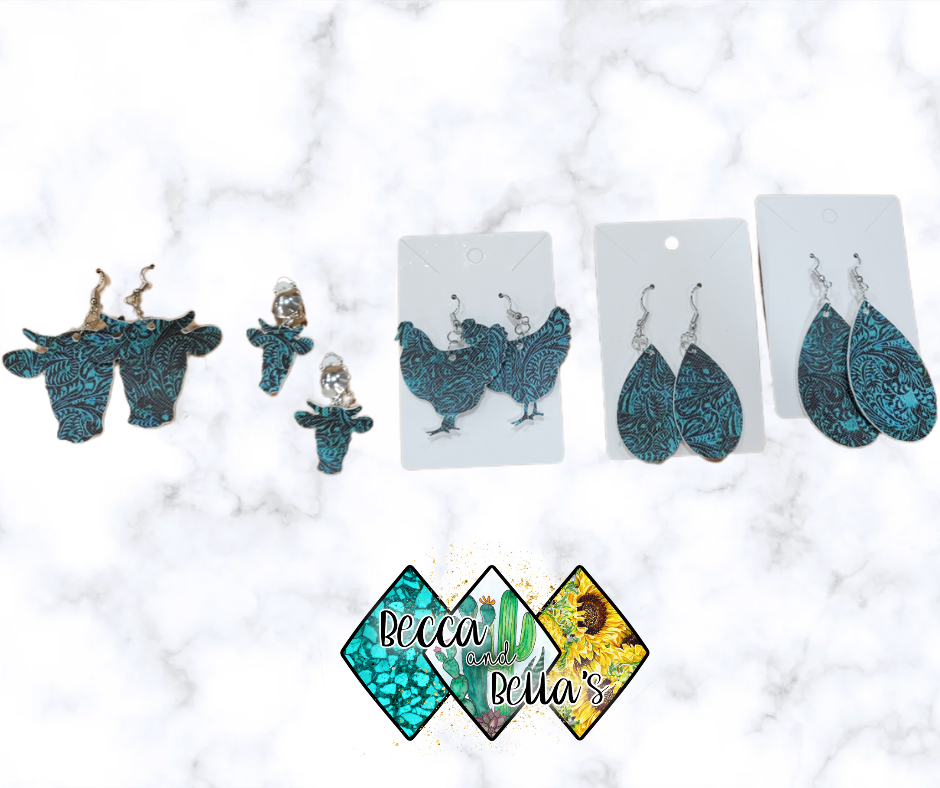 Tuquoise Leather Earrings