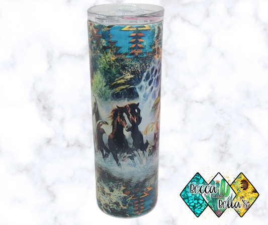 20oz Aztec Horses Sublimated Tumbler
