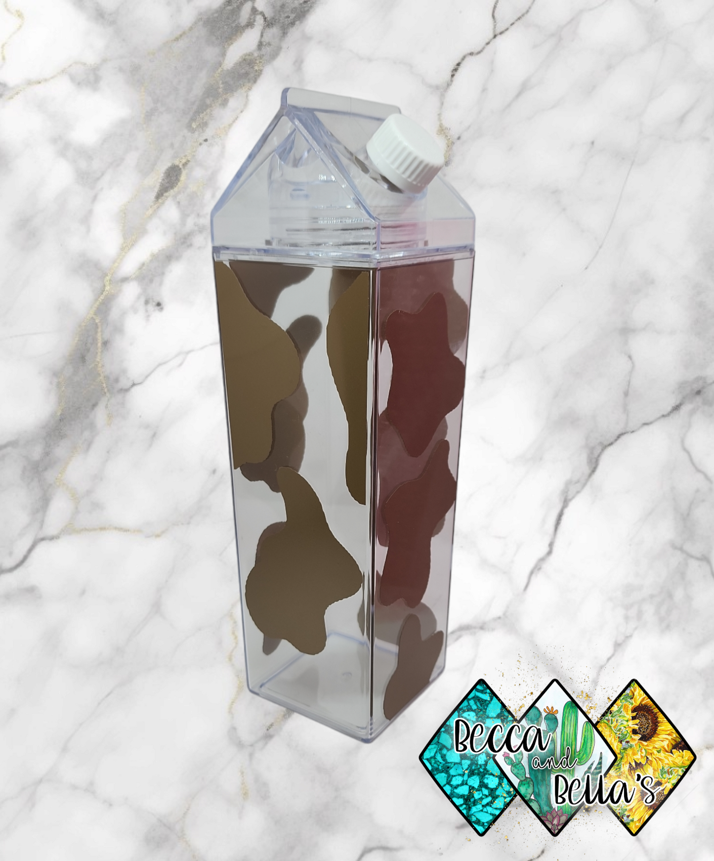 32oz Acrylic Milk Carton Vinyl Cup Brown Cowprint