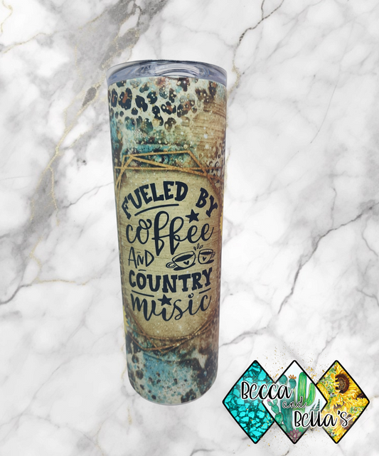 20oz Country Music Glow in the Dark Blue Sublimated Tumbler