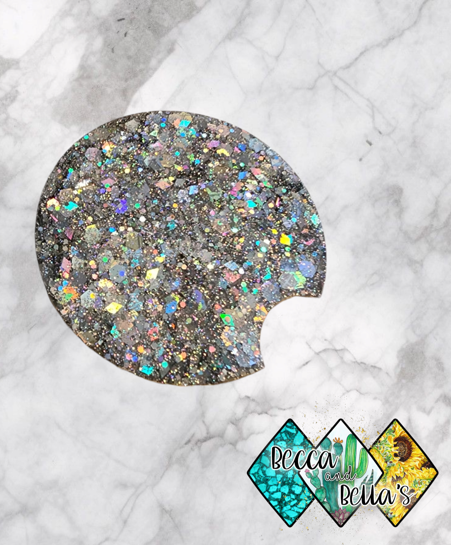Chunky Silver Holo Car Coaster