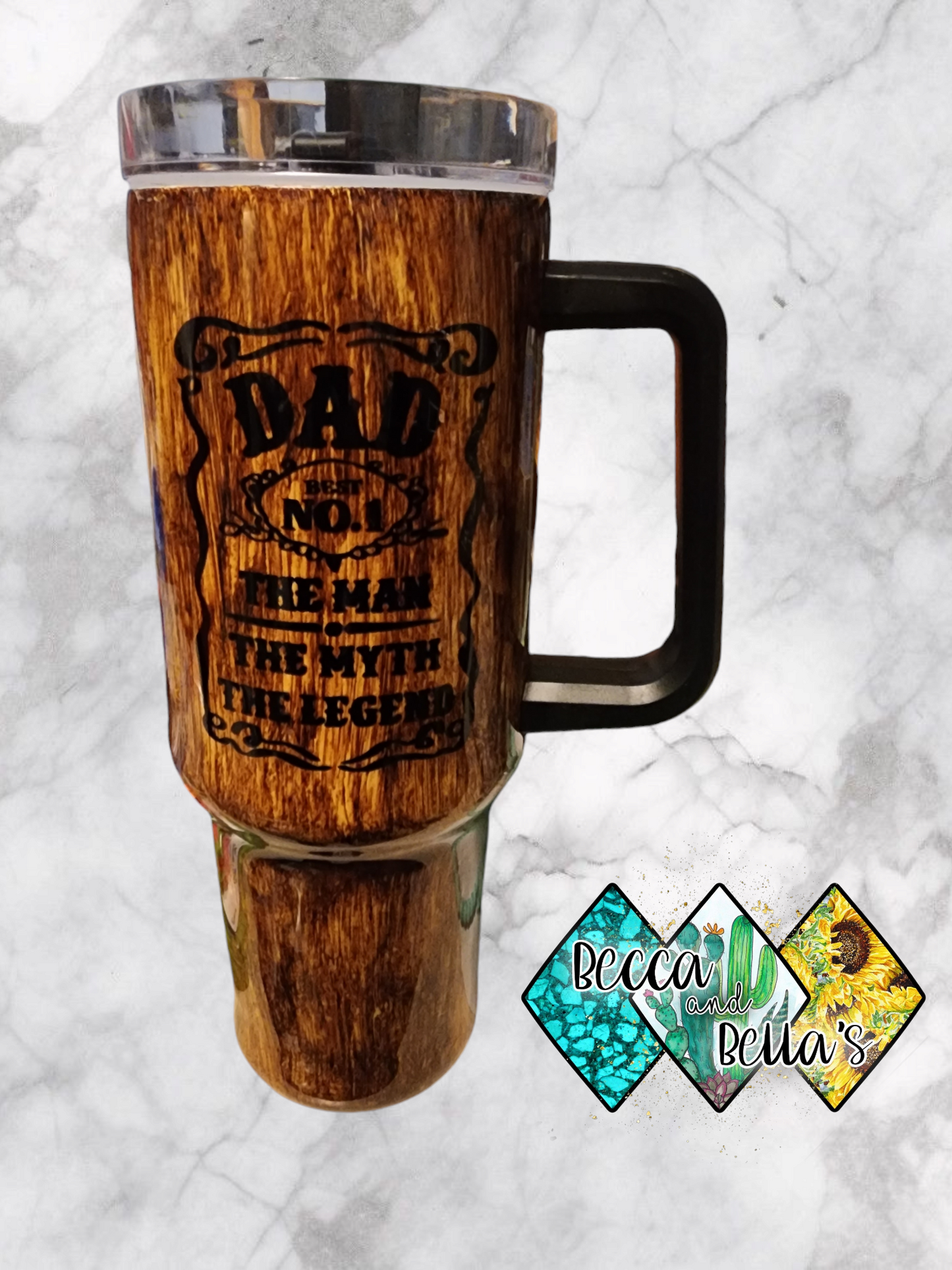 40oz Handle Dad Woodgrain