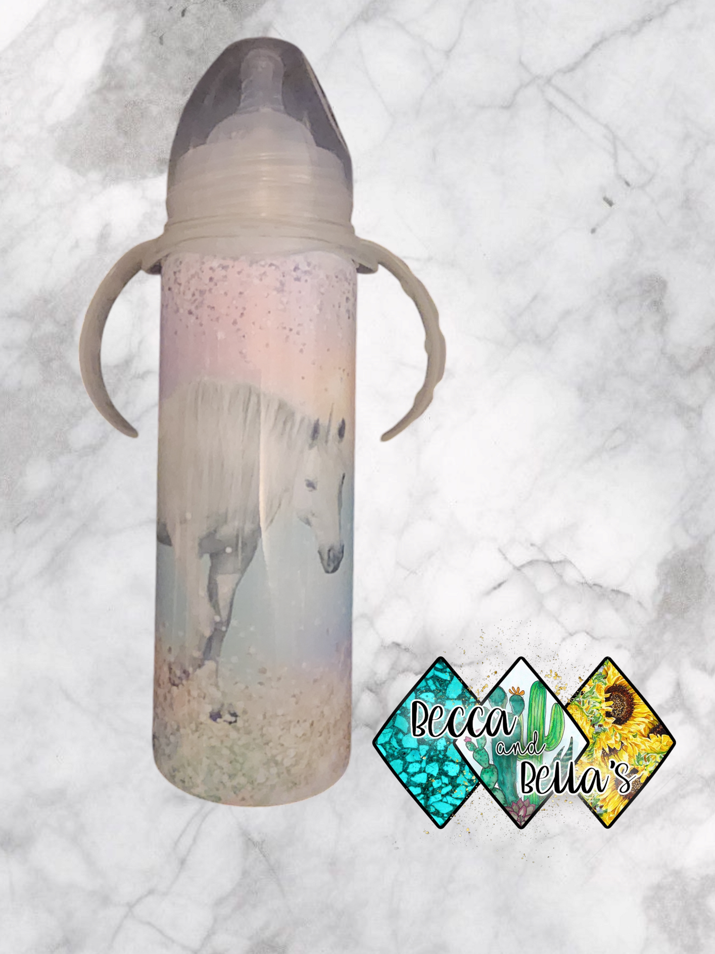 8oz Unicorn Baby Bottle Sublimated
