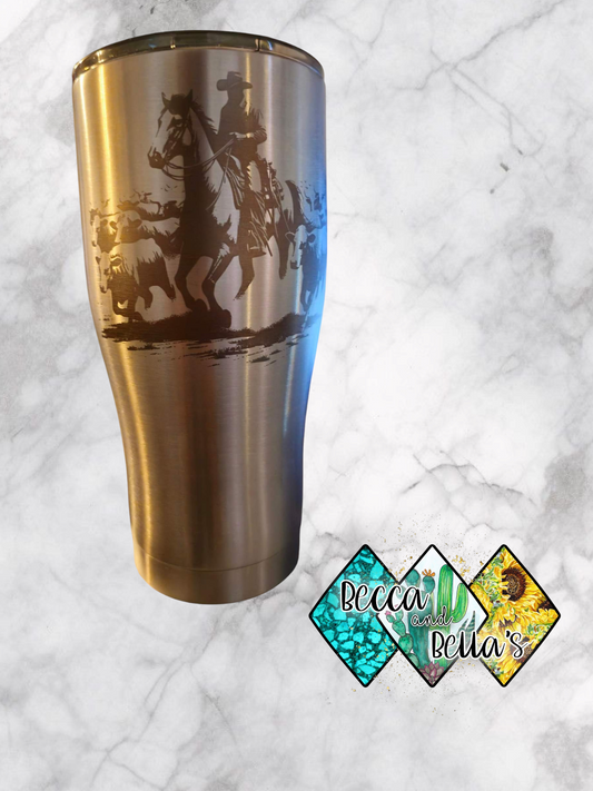 30oz Laser Engraved Cowboy Tumbler