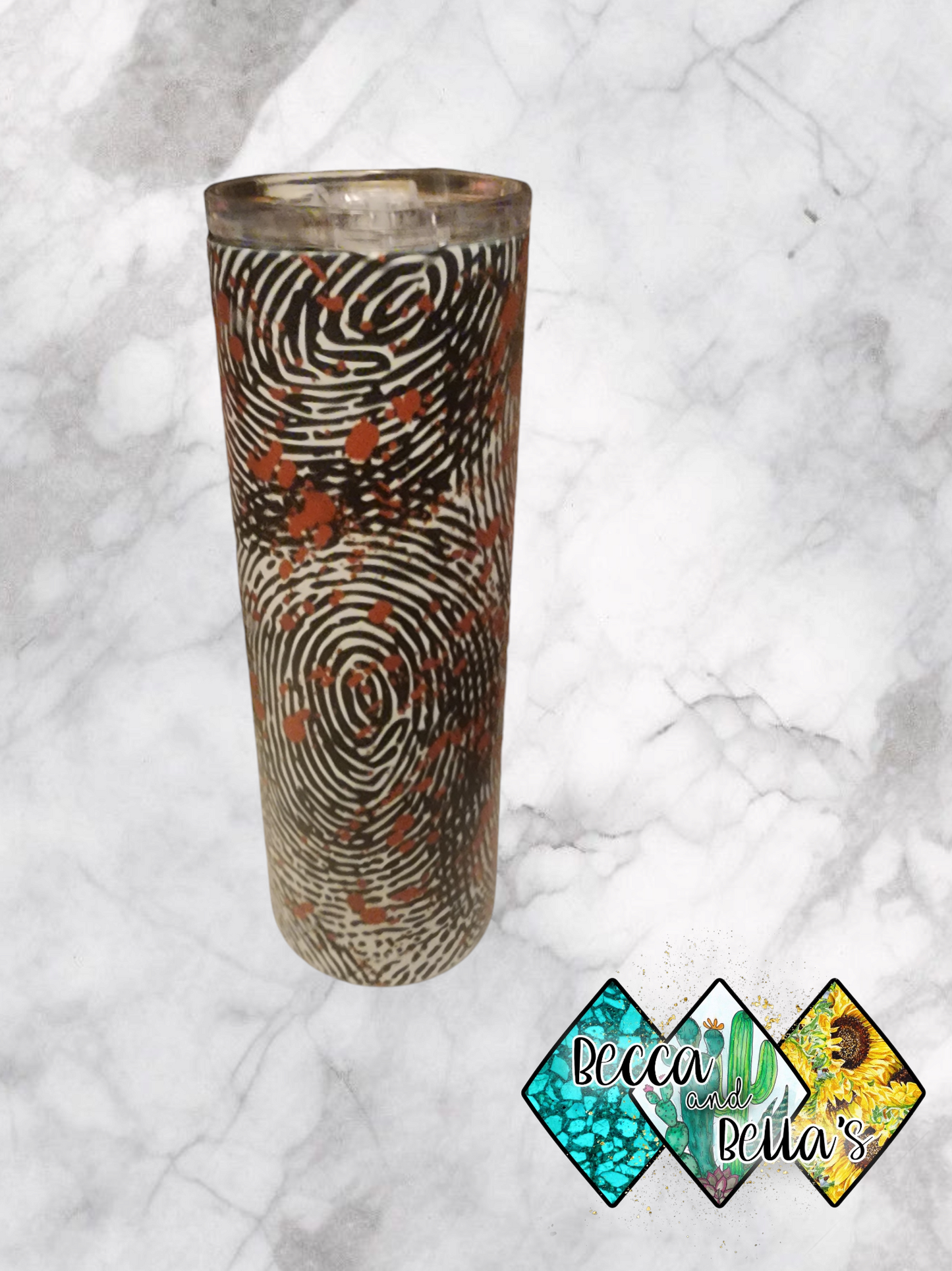 20oz Fingerprint Glow in the Dark Orange/Red Sublimated Tumbler