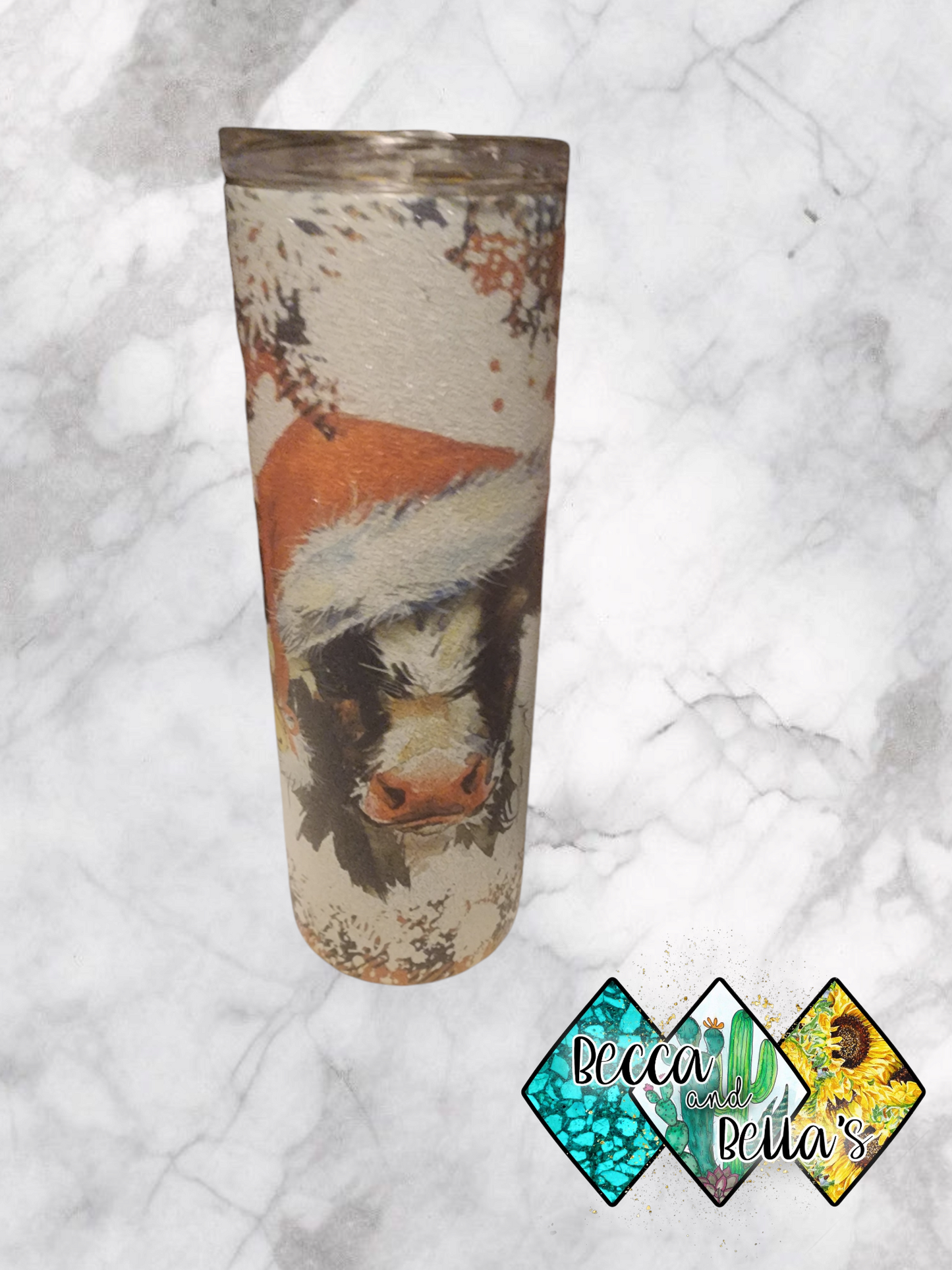 20ozoz Glitter Christmas Cow Sublimated Tumbler