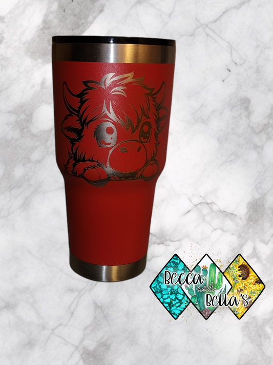 30oz Laser Engraved Peekaboo Cow Tumbler