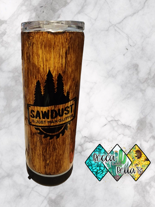 20oz Woodgrain Sawdust Speaker Tumbler With Charger