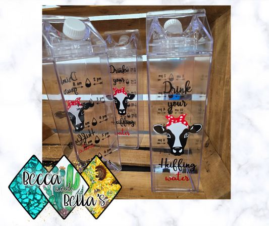 32oz Acrylic Milk Carton Vinyl Cup Heifer Water Tracker