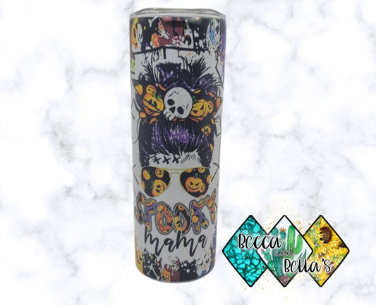 20oz Sublimated Spooky Mama Glow in the Dark Tumbler