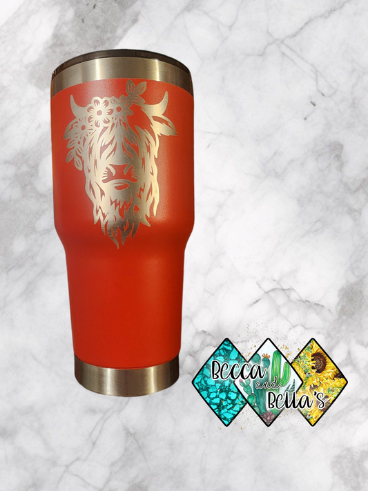 30oz Laser Engraved Highland Cow Tumbler