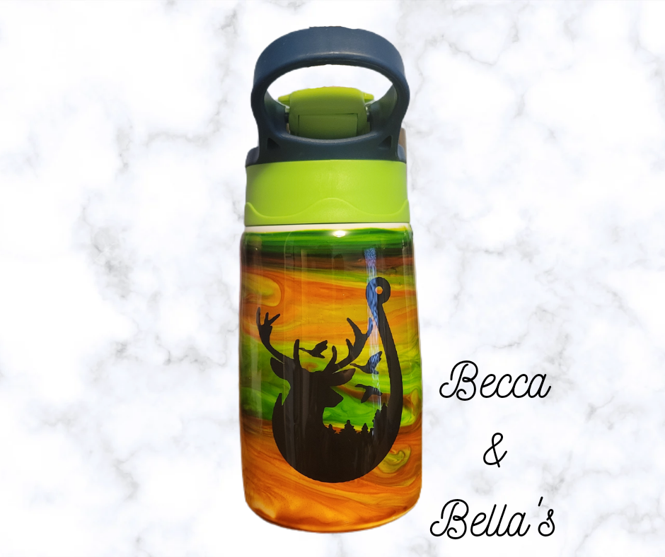 12oz Sippy Camo with Deer and Hook
