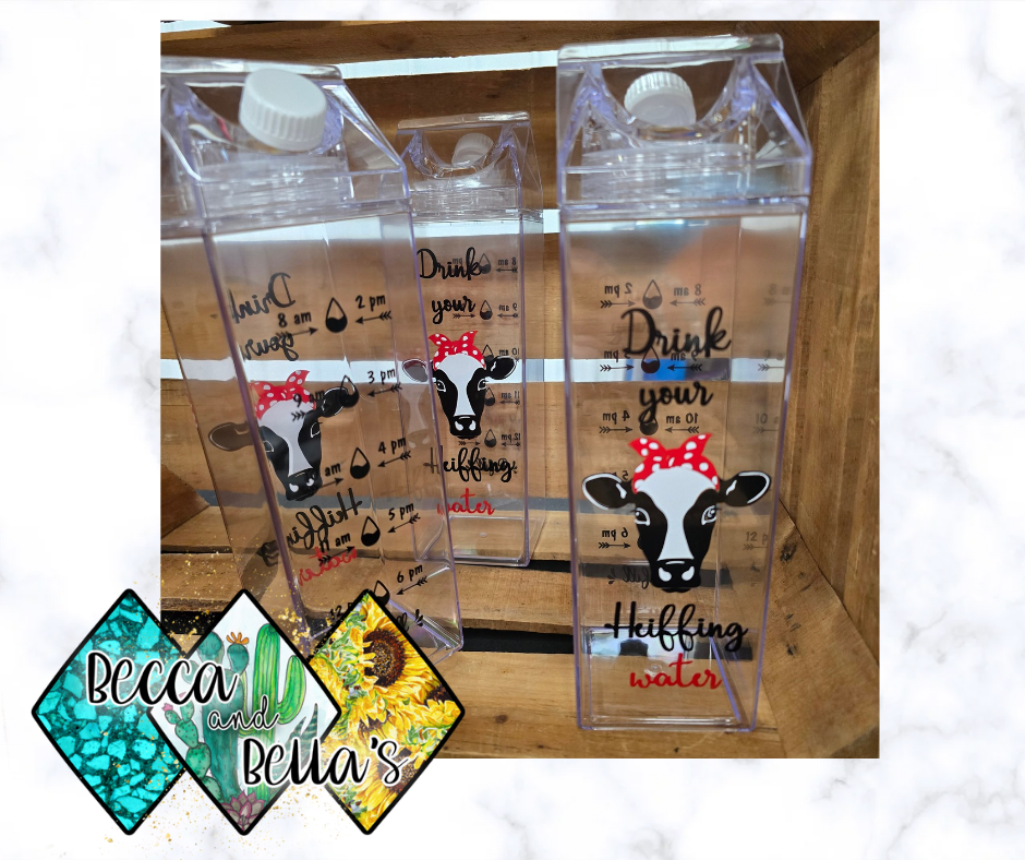 32oz Acrylic Milk Carton Vinyl Cup Heifer Water Tracker