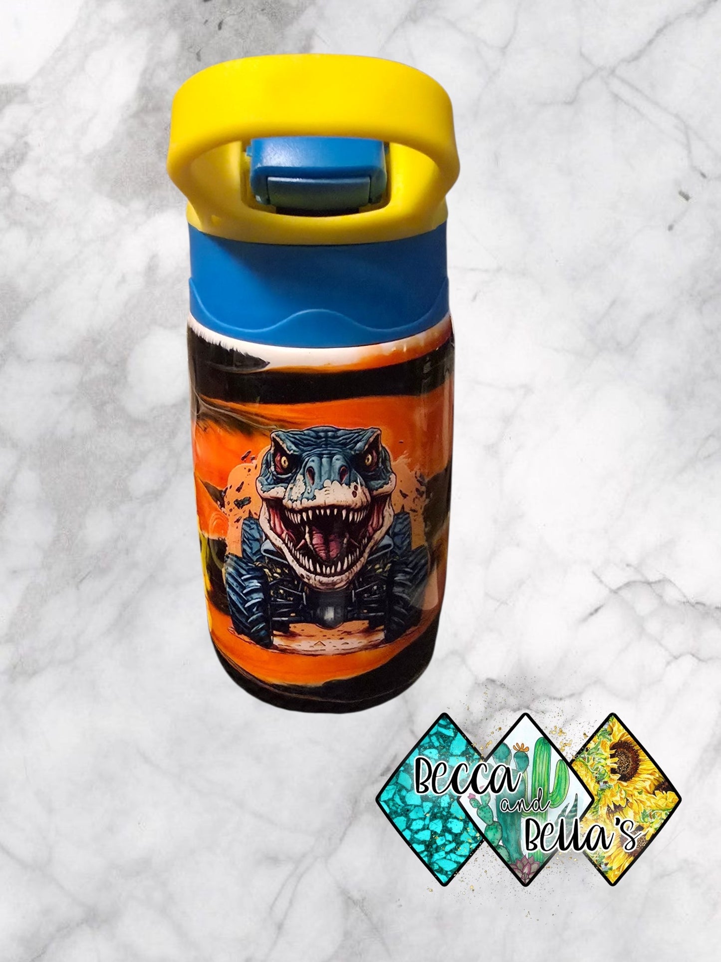 12oz Orange and Black Dino Hydrosport