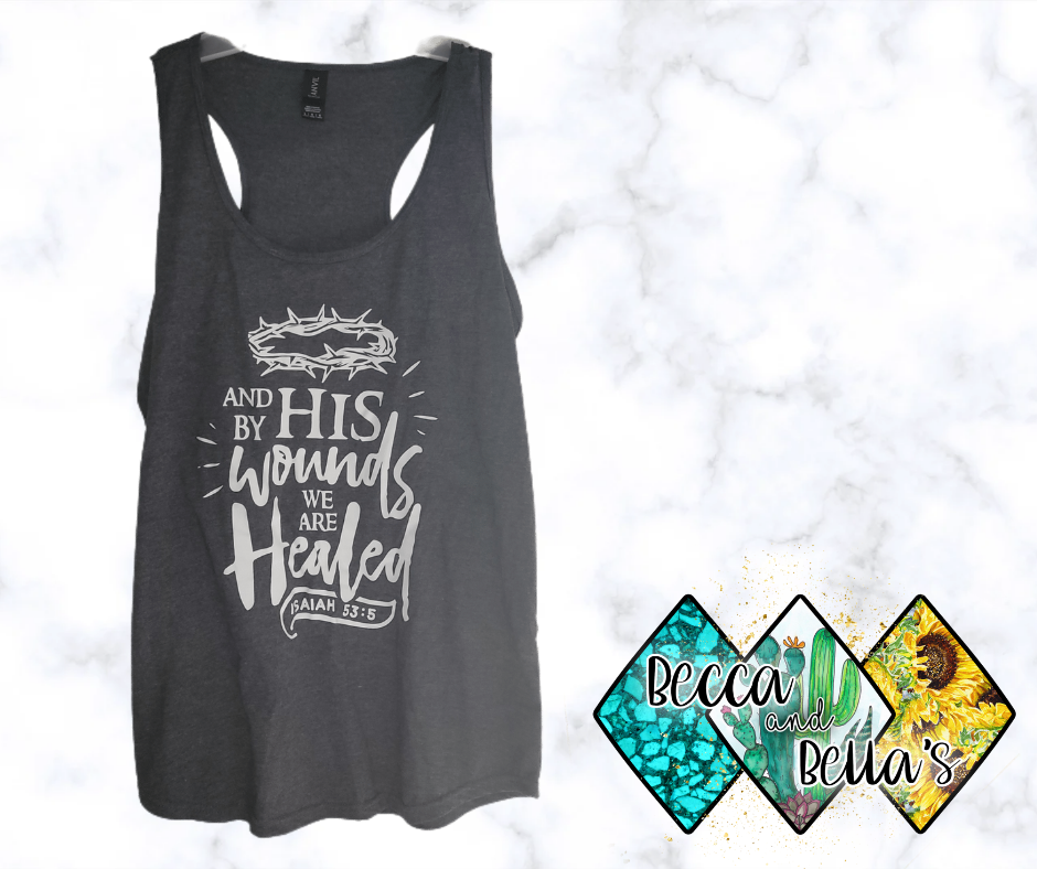 By his Wounds Dark Grey Tank